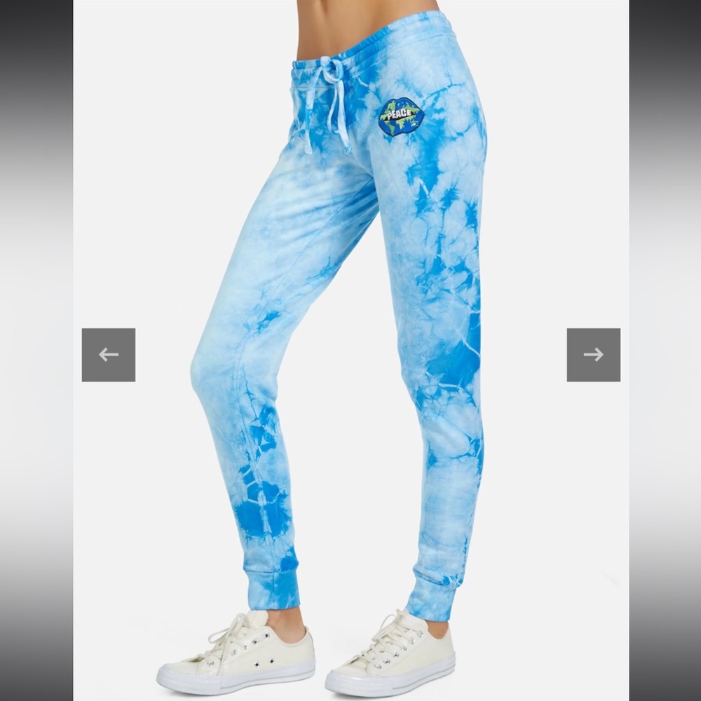 Lauren Moshi Tie Dye Peace Lips Sweatpants - Picture 1 of 8